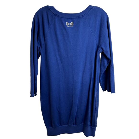 See by Chloe Sweatshirt Dress Pockets Bottom Pleat Womens Size 2 Blue Bow - Picture 7 of 8